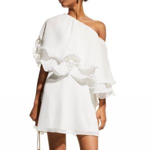 Badgley Mischka Pleated One Shoulder Dress